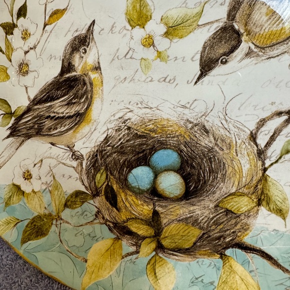 Pier 1 “Field Notes” Dinner Plate Bird Nest – Dogwood Flowers 11” - Picture 3 of 6